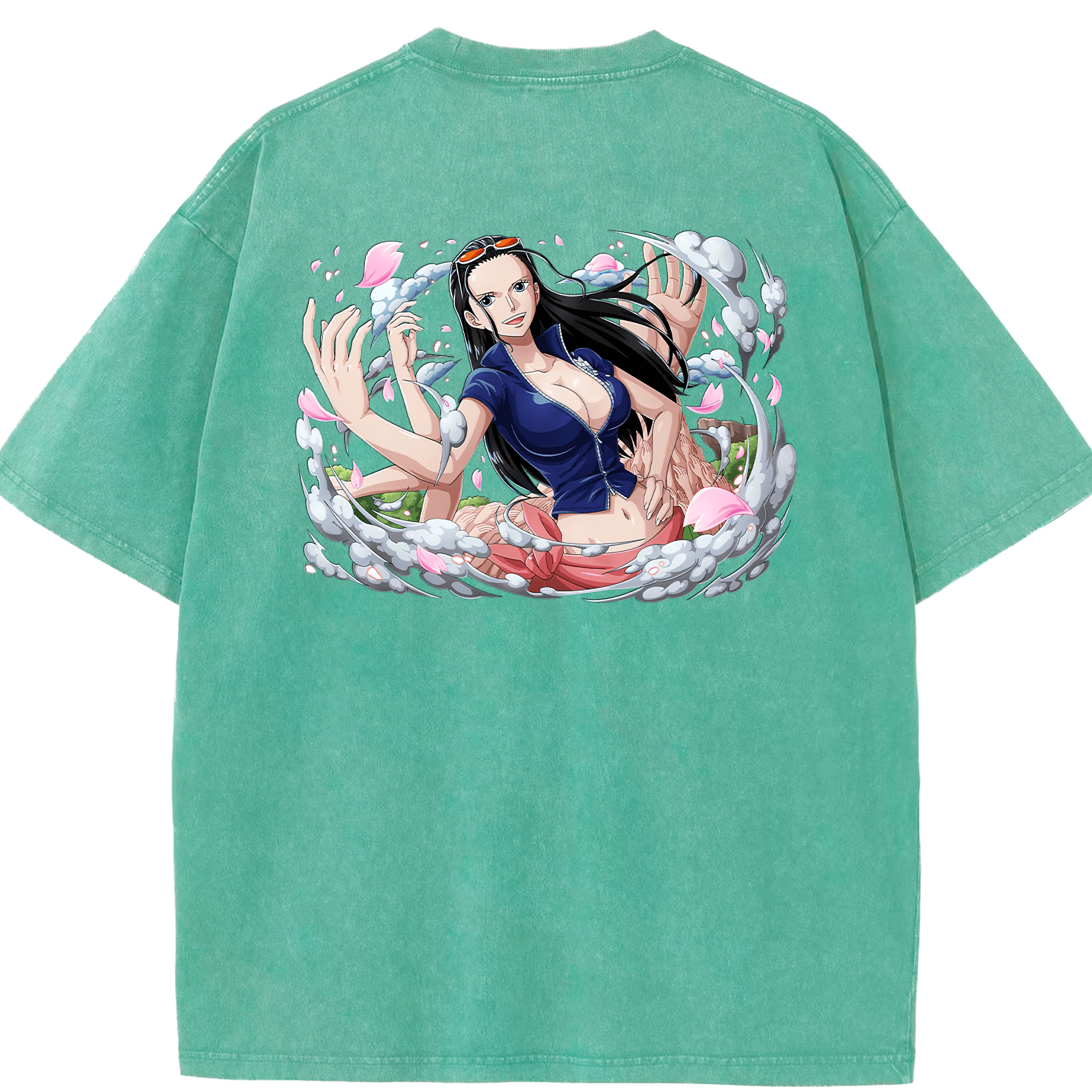 ワンピース ニコ・ロビン ONE PIECE Nico Robin 綿100% ヴィンテージ風 半袖Tシャツ（背面プリント）